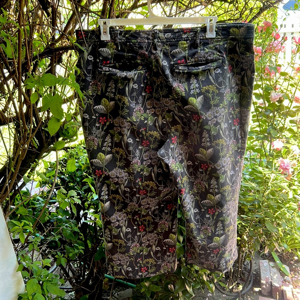 Anthropologie Wide Leg Cropped Botanical Print Pant - Size 22W